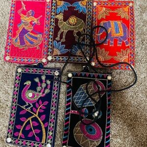 Colorful Embroidered Phone Pouches
